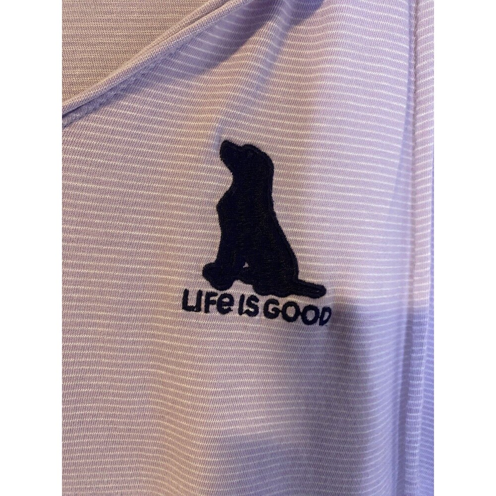 Life Is Good Crusher Lite Hooded Long Sleeve Tee Purple Stripe Size L - Picture 4 of 5